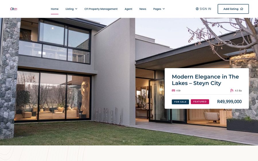 demo.cfimanagement.co.za website — desktop view